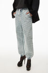 alexander wang  logo print jogger in denim pebble bleach/white