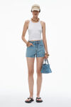 Alexander Wang vintage light indigo clear hotfix high-rise denim short