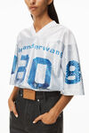 alexander wang 80 football jersey in sequin faille white/blue