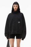 alexander wang 酸洗棉质高领套头衫 acid black