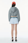 Alexander Wang oxford blue/white cotton oxford boxer-style shorts with denim waistband