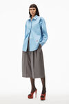 alexander wang apple boyfriend shirt in compact cotton blue/white