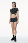 Alexander Wang washed black multi floral-print waffle knit boy short