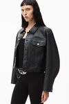 leather jacket with belted waist