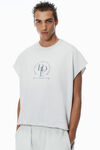 Alexander Wang light heather grey 做旧徽标装饰棉质无袖 t 恤