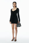 Alexander Wang black 褶饰长袖迷你连衣裙