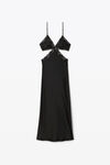 alexander wang lace cutout slip dress in silk charmeuse black