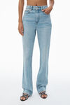 alexander wang fly high-rise stacked jean in denim vintage faded indigo