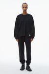 Alexander Wang black crystal hotfix crewneck long-sleeve tee in waffle knit
