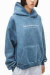 alexander wang hotfix logo hoodie in condensed fleece blue pearl