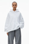 Alexander Wang white essential 毛圈布加大款中性徽标装饰连帽衫