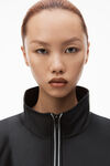 alexander wang cropped track jacket in satin jersey black