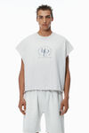 Alexander Wang light heather grey 做旧徽标装饰棉质无袖 t 恤