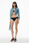 Cropped Denim Trucker Jacket in Clear Hotfix