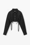 alexander wang 密织棉质短款系扣衬衫 black