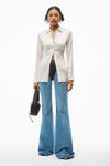 alexander wang crystal pinstripe shirt in silk charmeuse bone