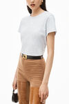 alexander wang 发泡徽标装饰棉质平纹针织短款 t 恤 light heather grey