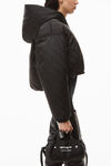 alexander wang crop puffer in logo jacquard nylon black
