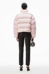 Alexander Wang light pink cropped puffer coat with reflective logo