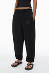 alexander wang puff logo sweatpant in structured terry black