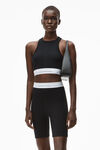 alexander wang 反光徽标装饰弹力针织文胸式上衣 black