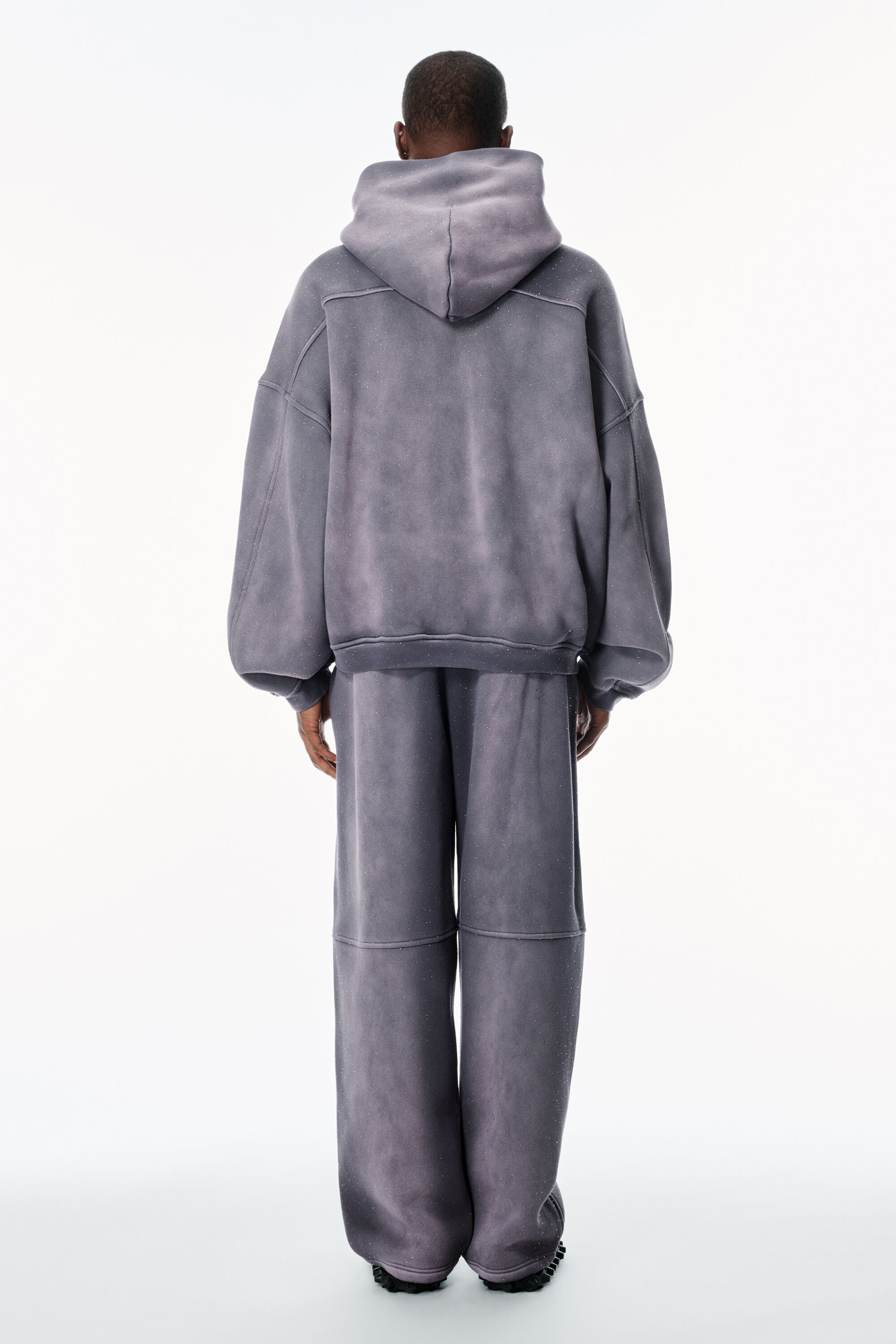 Crystal Hotfix Zip-Up Hoodie in WASHED PURPLE | alexanderwang®