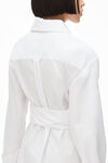 alexander wang ruched hourglass dress in cotton poplin white