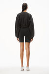 alexander wang v-neck cropped pullover in classic terry black