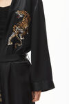 TIGER EMBROIDERY ROBE IN SILK CHARMEUSE