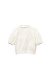 Alexander Wang soft white 徽标装饰压纹雪尼尔短袖罗纹套头衫