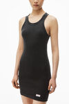 Alexander Wang washed black racer tank loungewear dress in ribbed cotton