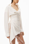 alexander wang cowl neck shirt in washed silk habotai ivory
