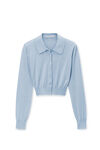 Alexander Wang sky blue high-frequency stacked logo cardigan in merino wool