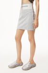 alexander wang logo elastic mini skirt in ribbed jersey grey