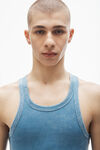 Alexander Wang washed blue men's racerback tank in ribbed cotton