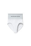 alexander wang logo elastic brief in ribbed jersey white