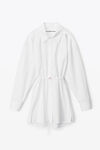 alexander wang tie waist shirt dress in cotton white
