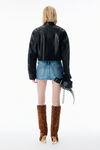 Alexander Wang vintage marbled blue foldline denim skort