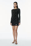 Alexander Wang washed black multi floral-print ribbed cotton minidress
