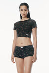 Alexander Wang washed black multi floral-print waffle knit boy short