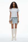 alexander wang puff logo shrunken tee in cotton jersey   light heather grey