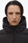 Alexander Wang black cropped hooded puffer coat with reflective logo