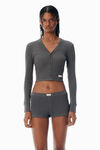 Alexander Wang army drab grey waffle-knit cardigan