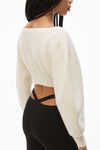 alexander wang v-neck cropped cardigan in boiled wool ivory