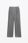 Alexander Wang light heather grey 徽标装饰弹力高腰褶裥长裤