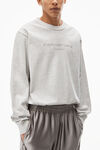 alexander wang puff logo long sleeve tee in compact jersey light heather grey