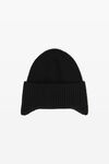 Alexander Wang black 徽标耳罩针织帽（罗纹羊毛弹力）