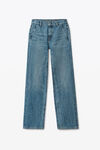 alexander wang ez mid-rise straight-leg jean in denim  vintage medium indigo