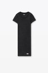 Alexander Wang washed black 罗纹棉短袖家居连衣裙