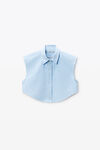 Alexander Wang oxford blue blue button up shirt with logo nameplate